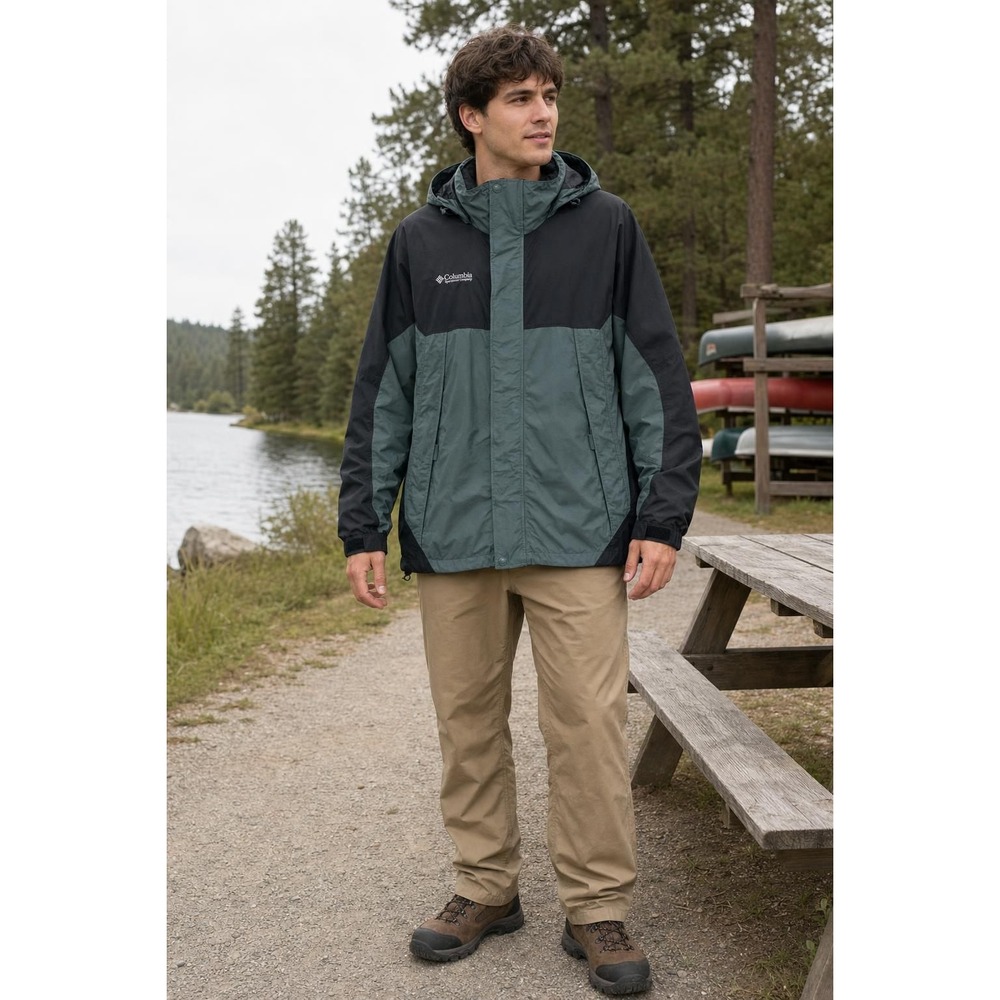 Columbia Core Interchange Hooded Jacket Men's XL Green Black READ